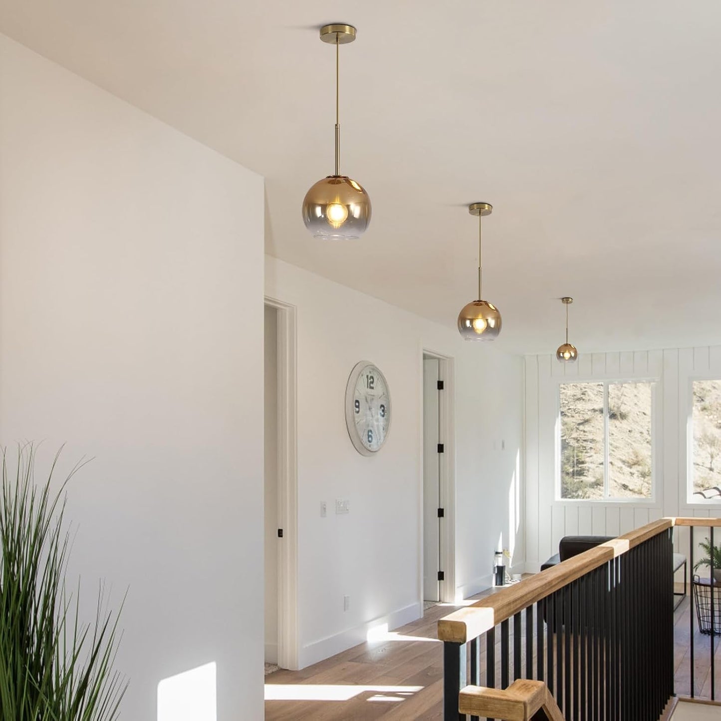 KCO Lighting Glass Globe Hanging Light Fixture Modern Gold Pendant Lights Kitchen Island Mid Century Dining Room Hanging Light Fixtures Over Table Single Pendant Light