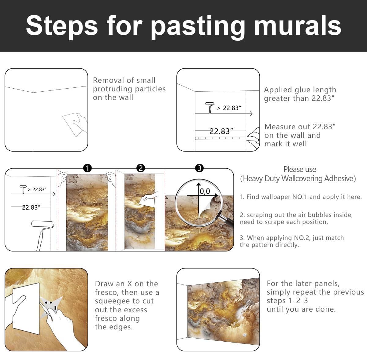 -Golden Clouds Ceiling Fabric Wallpaper Living Room Bedroom Bathroom Modern Boys Girls Kids Room Abstract Large Mural- 183"x120"( not Peel and Stick)