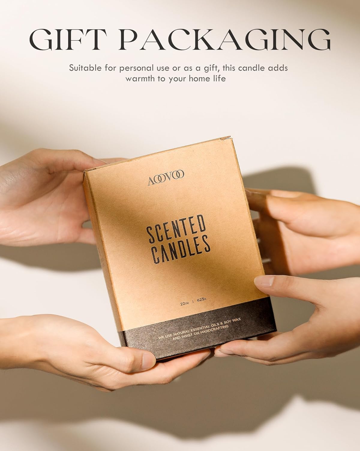 AOOVOO Rose Sandalwood Candles - 22 oz Scented Candles, Aromatherapy Candle, Soy Candle for Home Scented