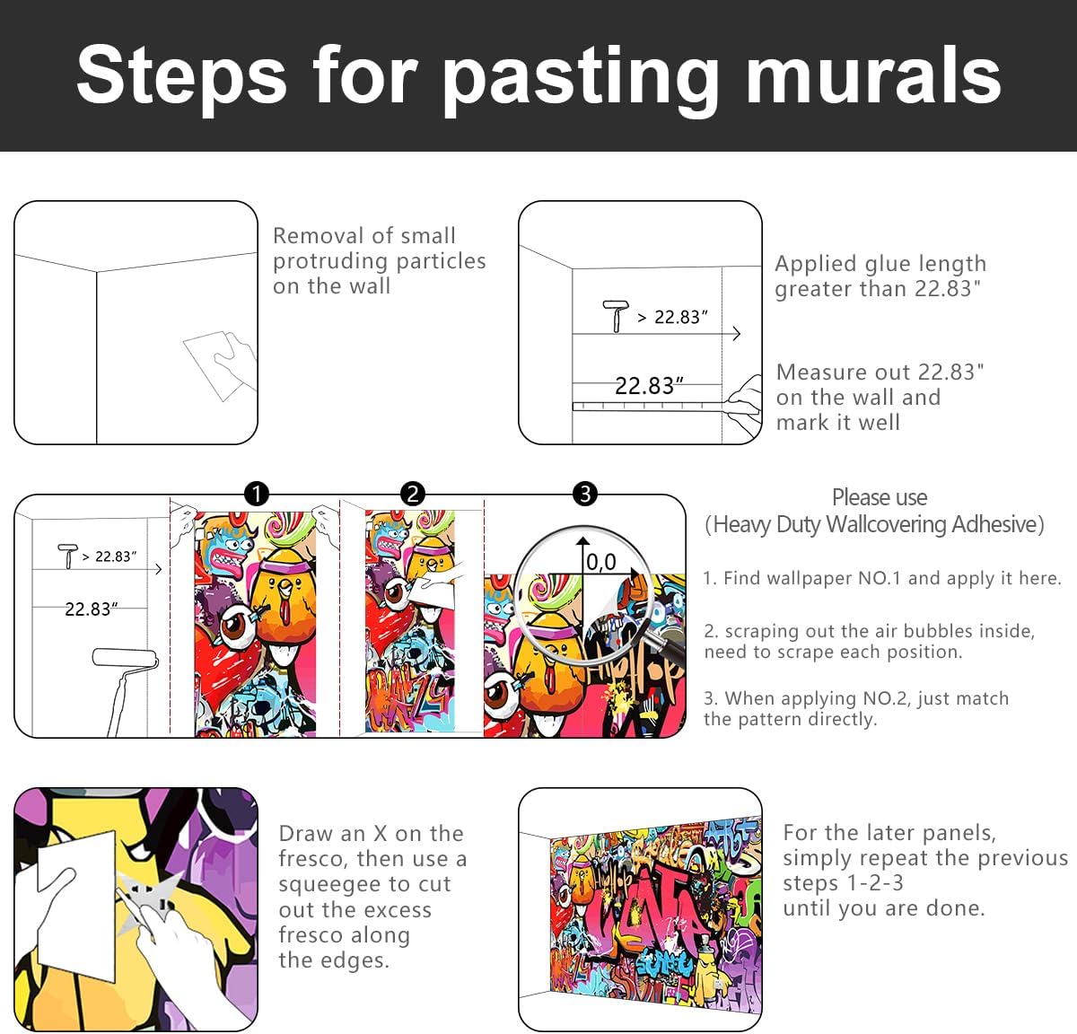 -Street Art Graffiti Wallpaper Fabric Wallpaper Living Room Bedroom Bathroom Boys Girls Children's Room Abstract Large Wall Mural- 91"x65"( not Peel and Stick)