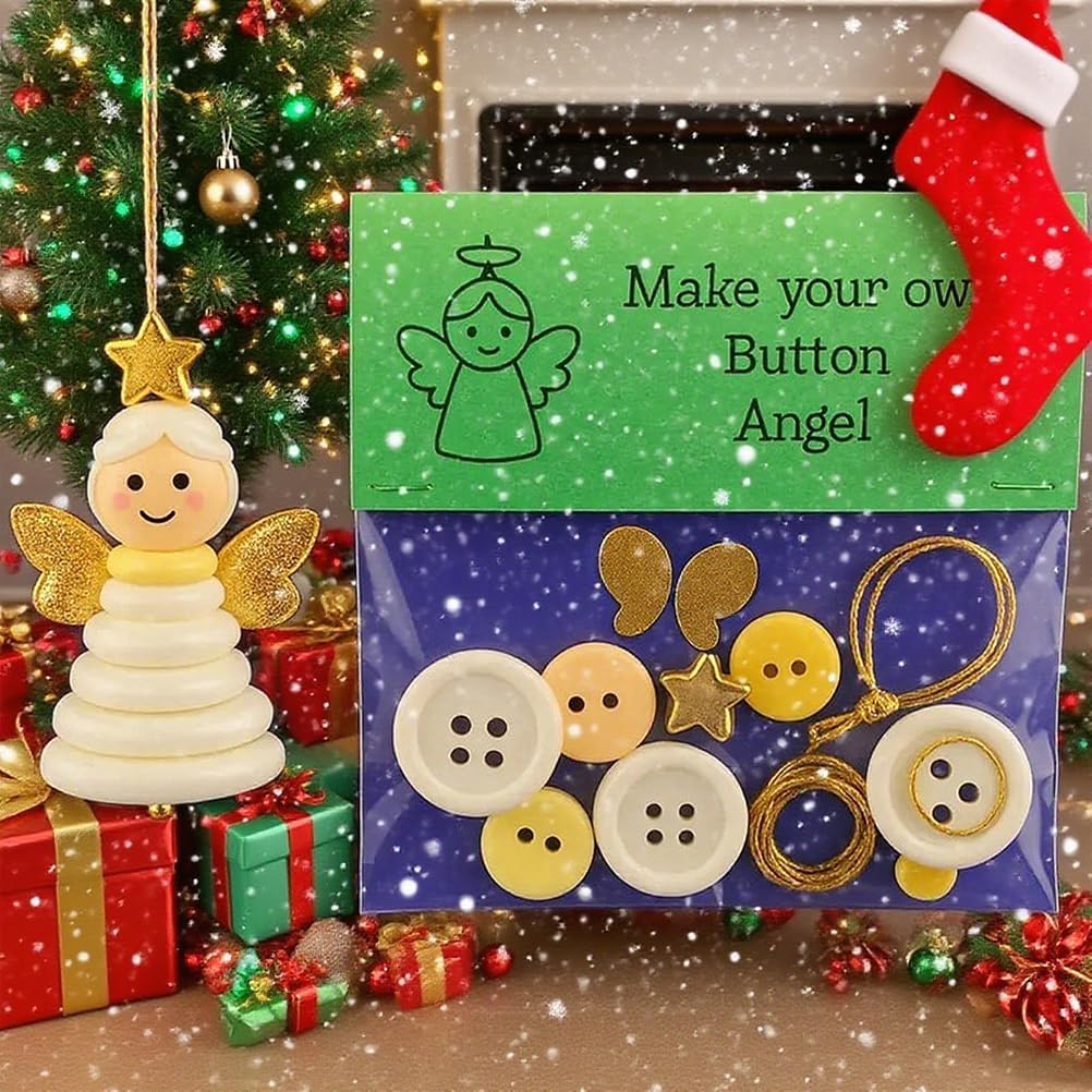 DIY Christmas Button Ornament Making Set - Snowman/Santa/Angel, Fun Holiday Craft Kit for All Ages, Ideal Xmas Tree Hanging Decor & Festive Gifts (B 8)