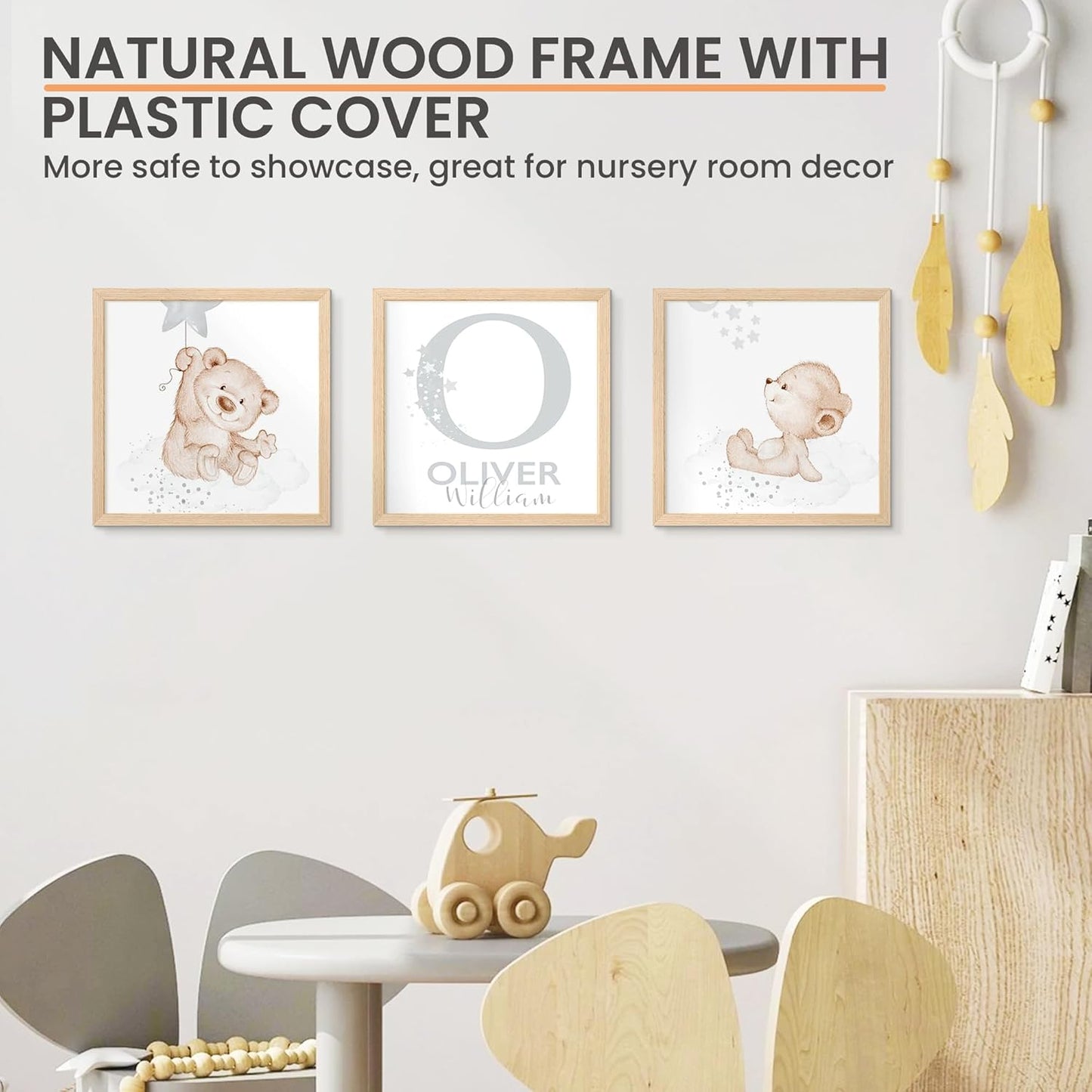 upsimples 12x12 Frame, Natural Solid Wooden Picture Frames, Display 8x8 with Mat or 12 x 12 Without Mat, Wall or Tabletop, 1 Pack, Natural