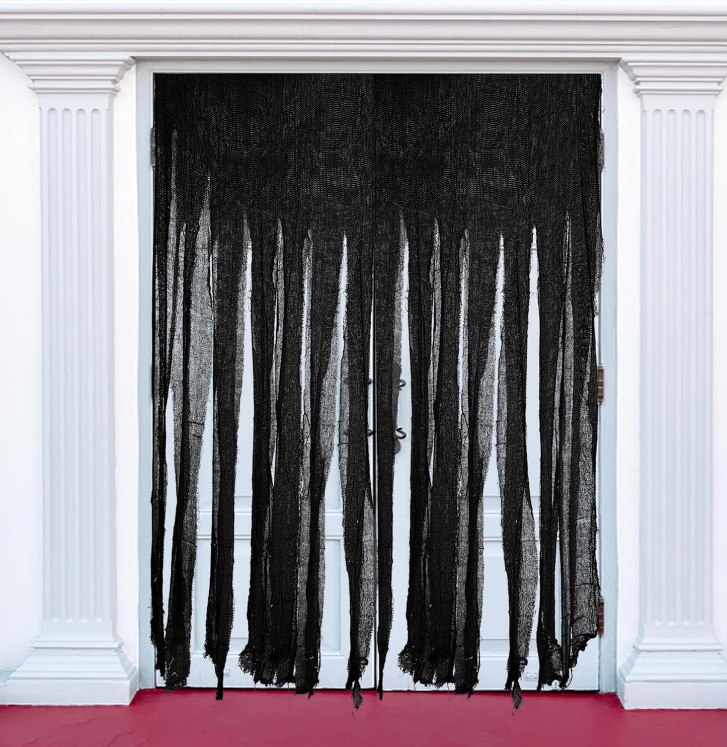Sfcddtlg 2 Pcs Halloween Door Curtain Decorations - 85 x 59 Inch Black Creepy Doorway Curtain - Scary Spooky Curtain Cloth for Halloween Party Haunted House Decoration