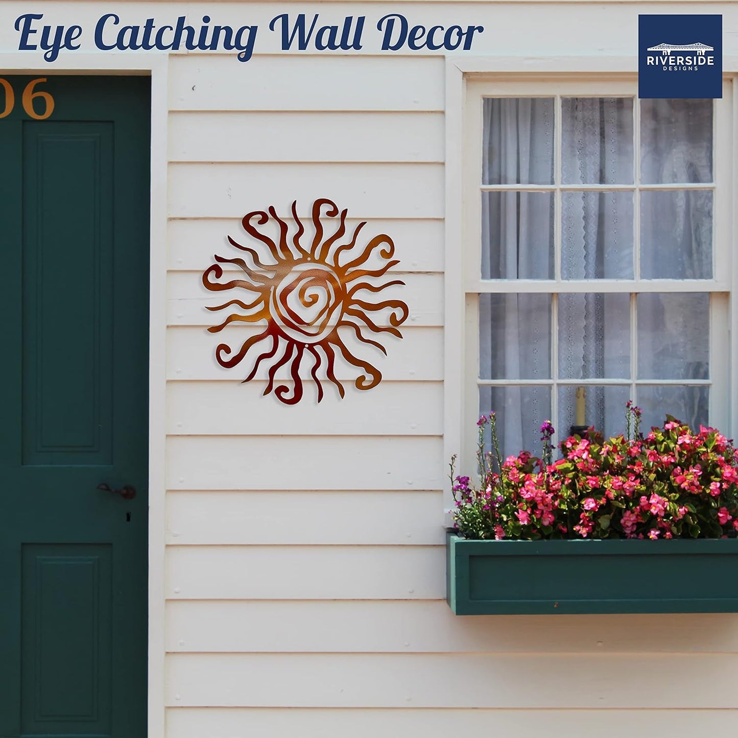 Riverside Designs Wacky Sun Metal Wall Art Indoor/Outdoor Decor - 36" Copper Rust Proof Wall Sculpture - Made in USA - Ideal for Bedroom, Garden, Home, Patio and Farmhouse