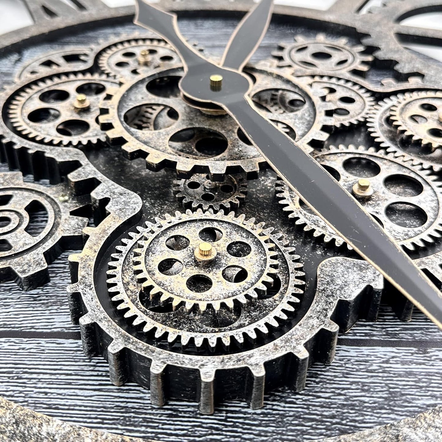 HOIBAI Large Wall Clock, Wall Clocks for Living Room Decor 36 Inch Farmhouse Vintage Rustic Kitchen Wall Decor Vintage Roman Oversized Wall Clock for Home Bedroom House, Moving Gears Clock