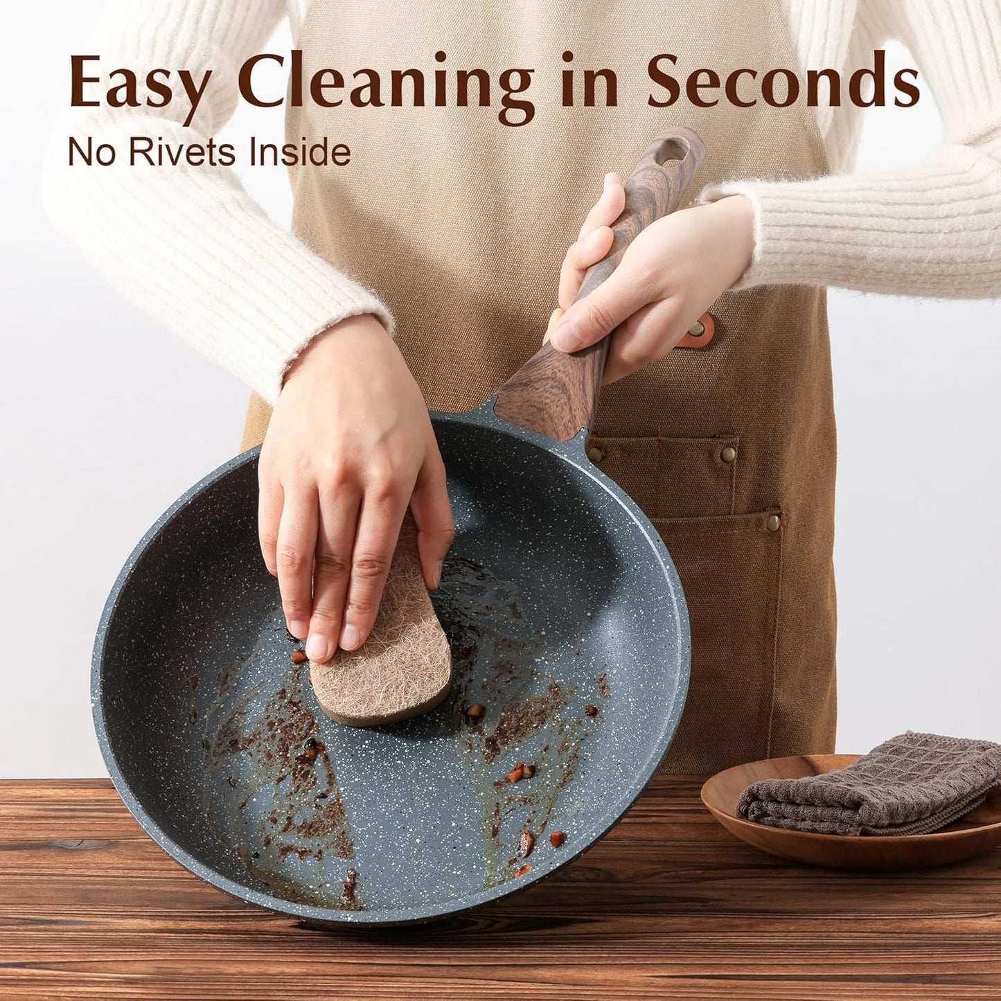 SENSARTE Nonstick Frying Pan Skillet with Lid, Omelet Pan with Cover, Healthy Cooking Chef's Pan, Kitchen non stick Pan, Free of Intentionally Added PFOA (10inch + Glass Lid)