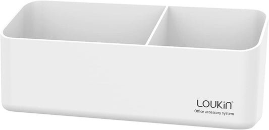 loukin Magnetic and Adhesive Marker Holder, Dry Erase Accessory Tray, Magnetic Storage Organizer for Whiteboard, Glass or Refrigerators (White)