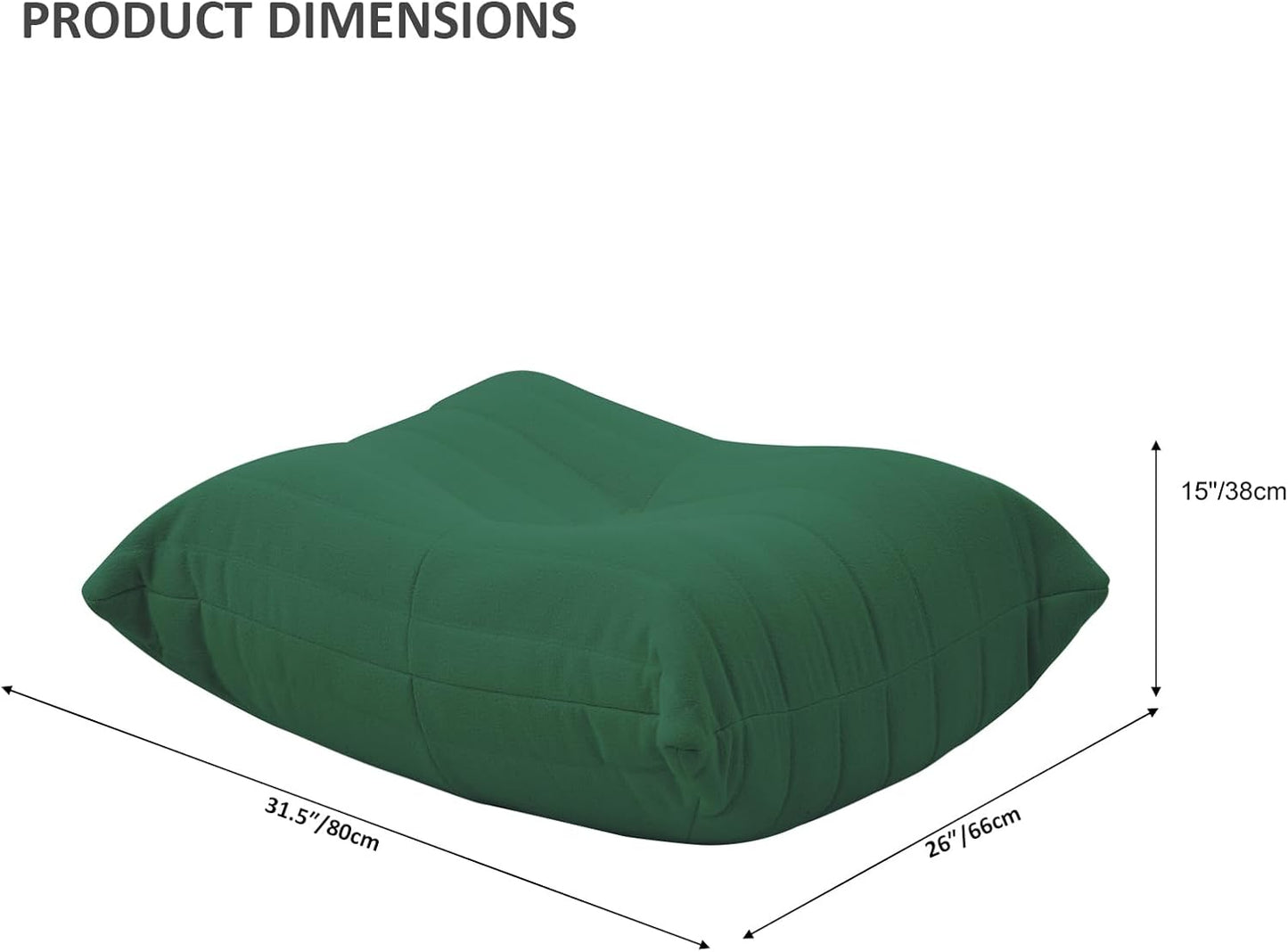 Luxury Ottomans, Modern Square Foot Rest for Sofa Couch Chair, Lazy Floor Seating, Fireside Bean Bag Chair, Tatami Sofa Lounger for Living Room, Bedroom, Office, Green