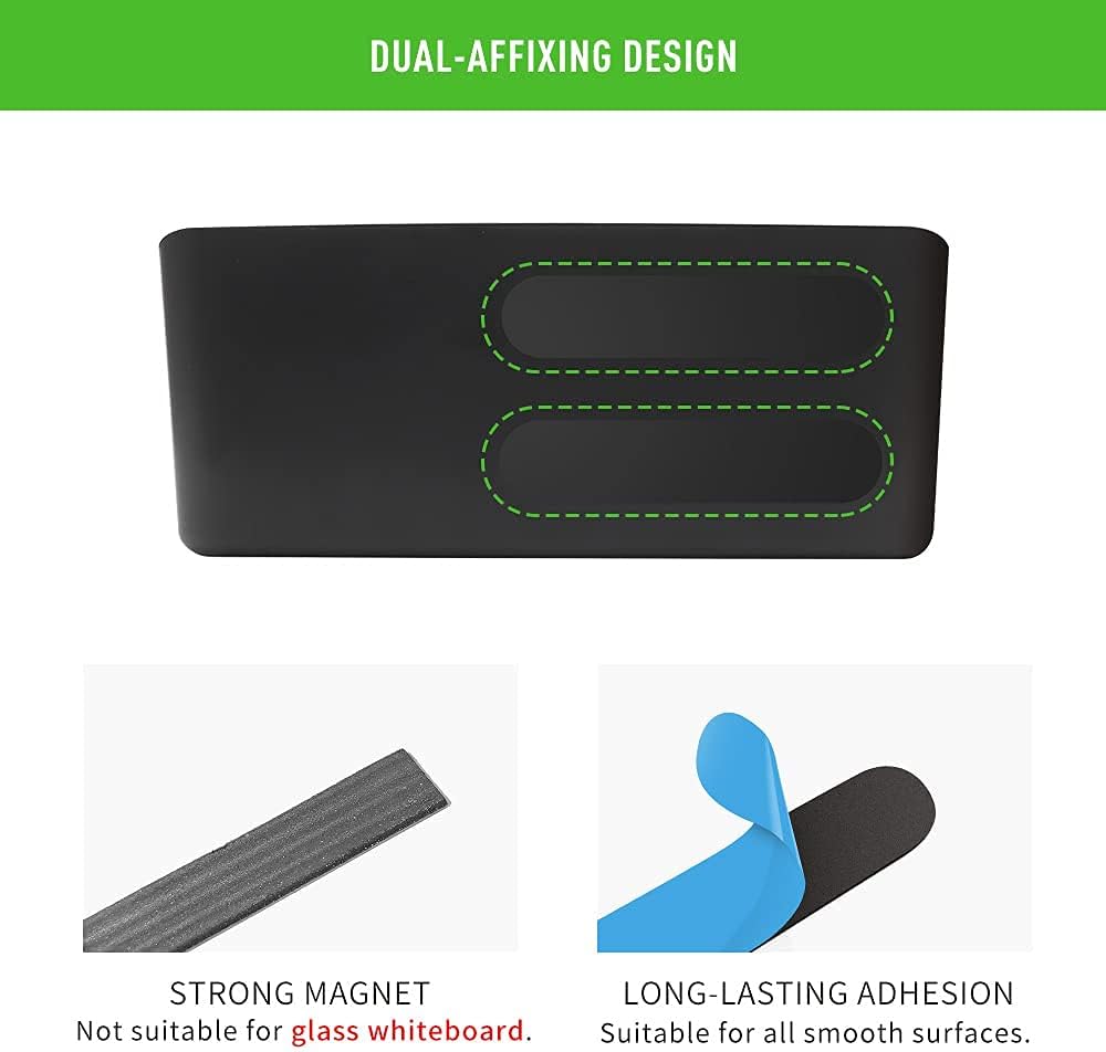 loukin Magnetic and Adhesive Marker Holder, Dry Erase Accessory Tray, Magnetic Storage Organizer for Whiteboard, Glass or Refrigerators (Black)