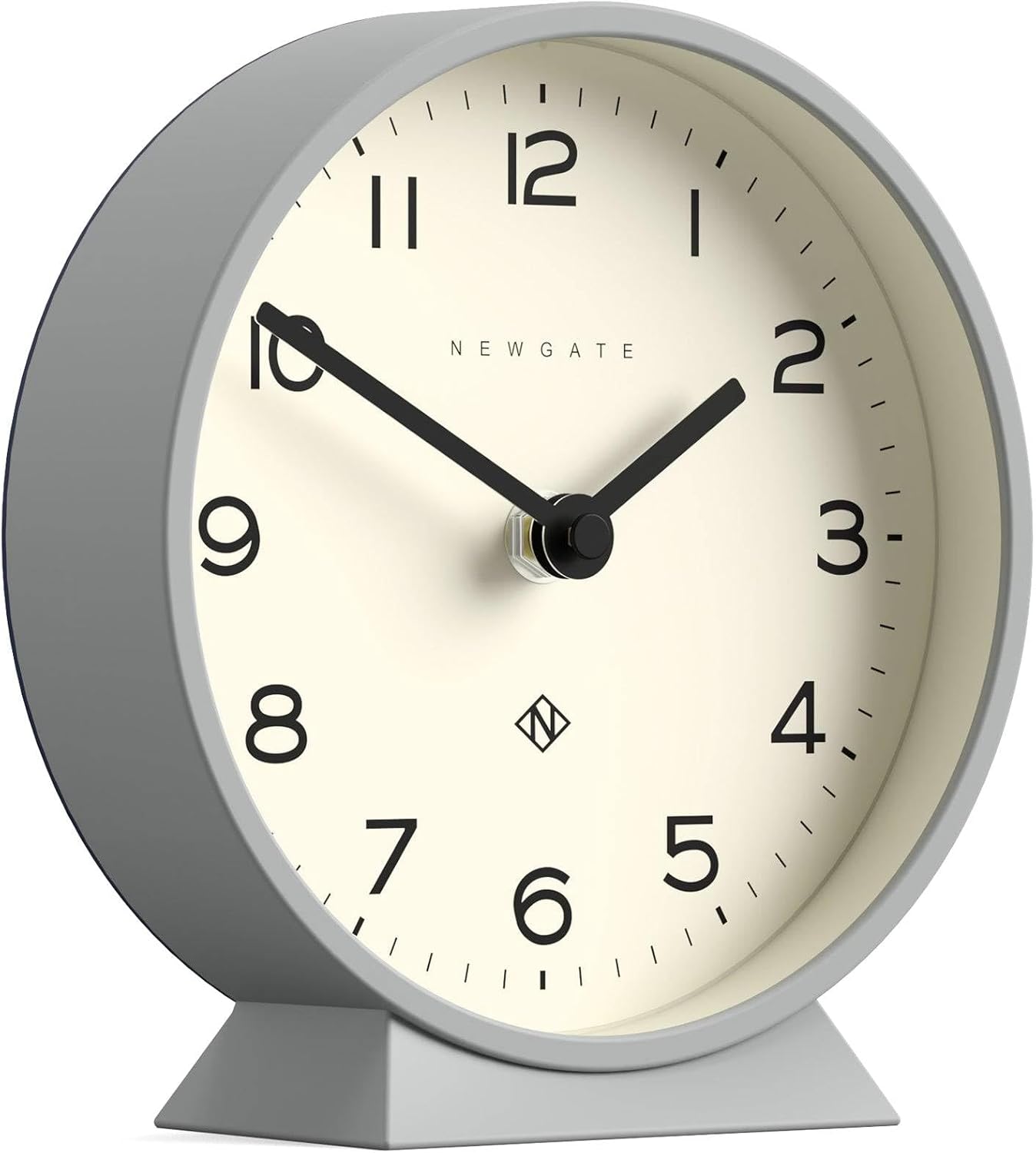 NEWGATE® M Mantel Echo Desk Clock | Modern Round Design | Posh Gray | Easy to Read Numbers | Contemporary Style for Desk, Table, Shelf or Bedside