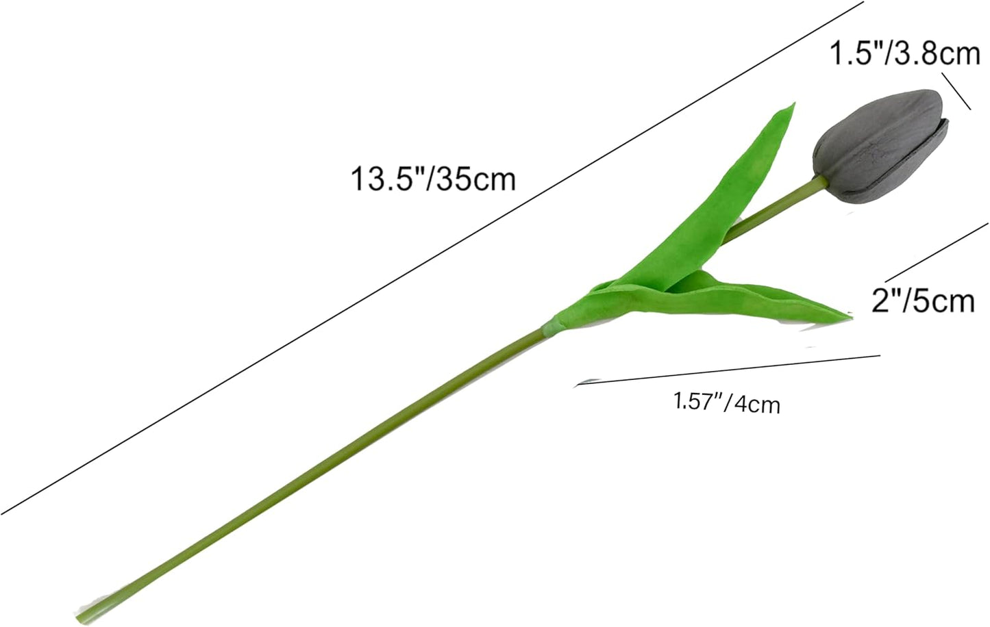 Mandy's Artificial Tulips 20 Stems Dark Grey PU Faux Flowers for Wedding Home Decor 13.5 Inch