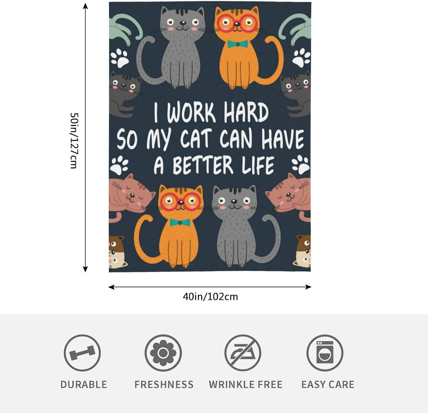 HGOD DESIGNS Cats Throw Blanket Funny Cat Blanket Animals Pet Pattern s Flannel Soft Warm Cozy Fuzzy 40"x50" Throw Blanket for for Women and Men
