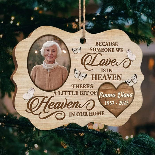 Pawfect House Custom Photo Wood Ornament, Personalized Christmas Memorial Sympathy Gifts for Loss of Dad, Mom, Because Someone We Love is in Heaven, Bereavement Gifts for Loss of Father, Mother