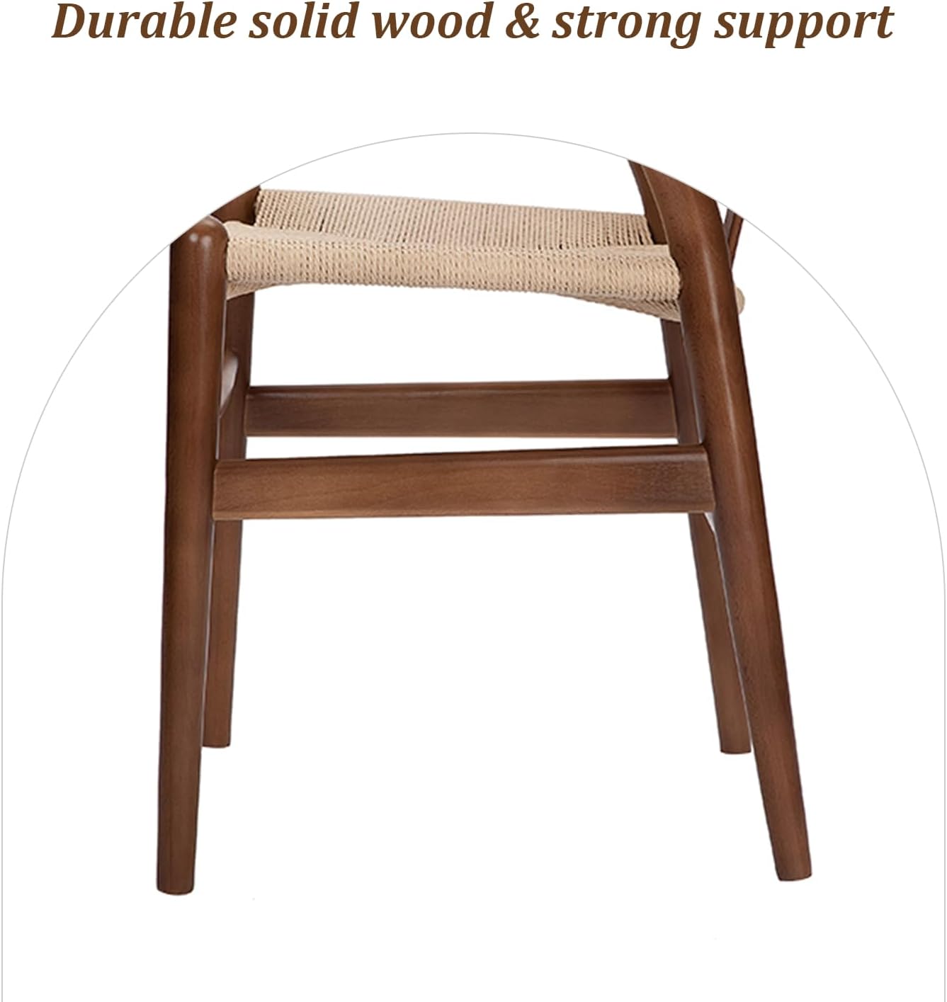 Wishbone Chair Natural Solid Wood Dining Chair/Hans Vegner Y Chair Rattan and Wood Accent Armrest Chairs Set of 1 (Ash Wood - Walnut)