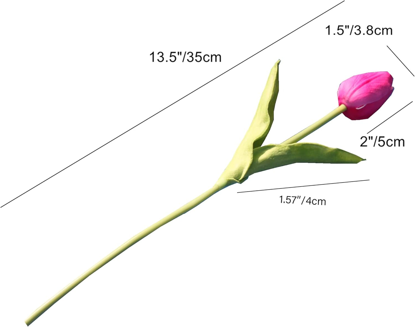 Mandy's Artificial Tulips 20 Stems Hot Pink PU Faux Flowers for Wedding Home Decor 13.5 Inch