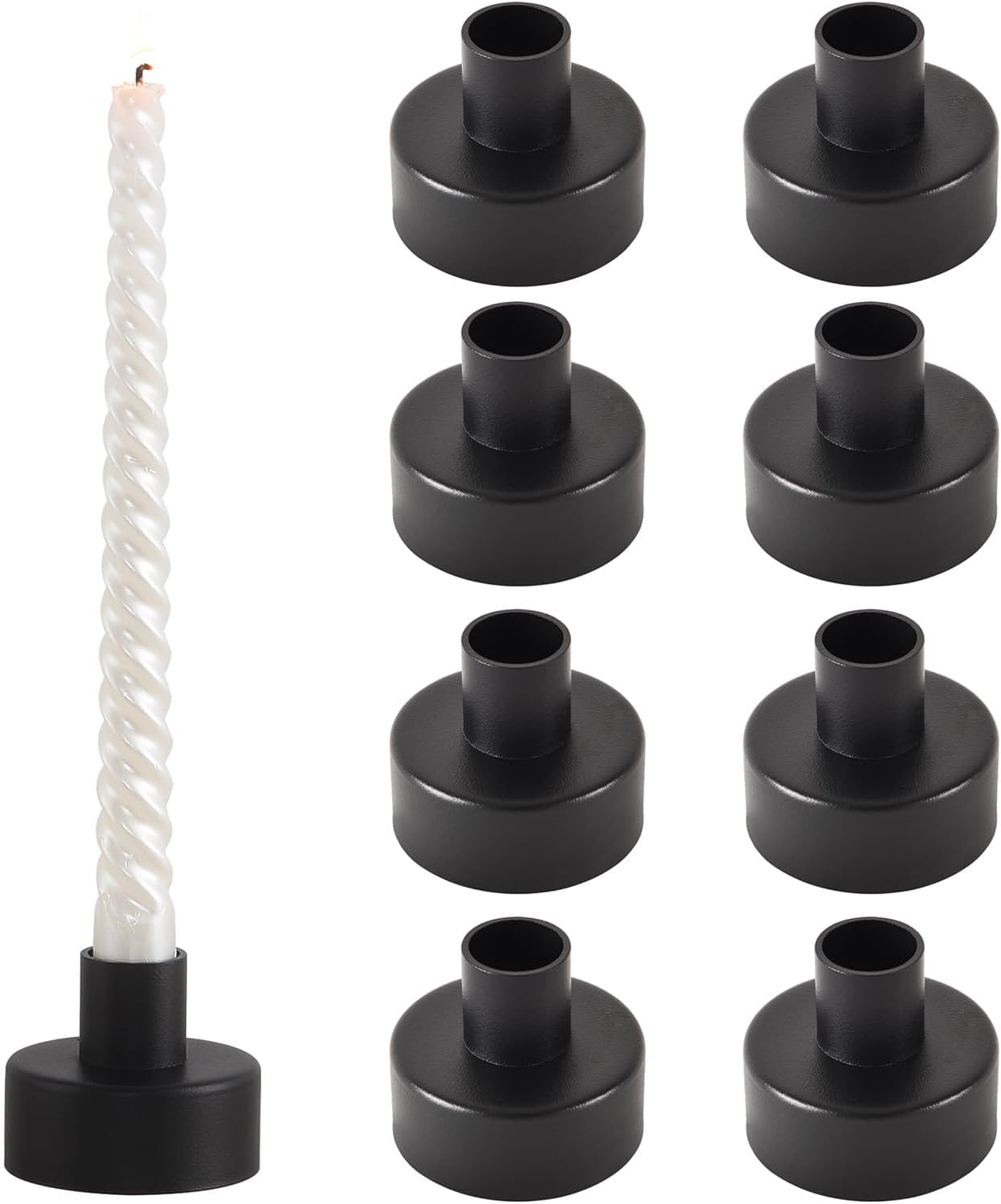 Black Candlestick Holders Set of 8,Vintage Taper Metal Candle Holders for Candle Sticks Holder Decor,Candelabra Candle Holder for Halloween Decoration Wedding Christmas Fireplace Mantel Home Decor