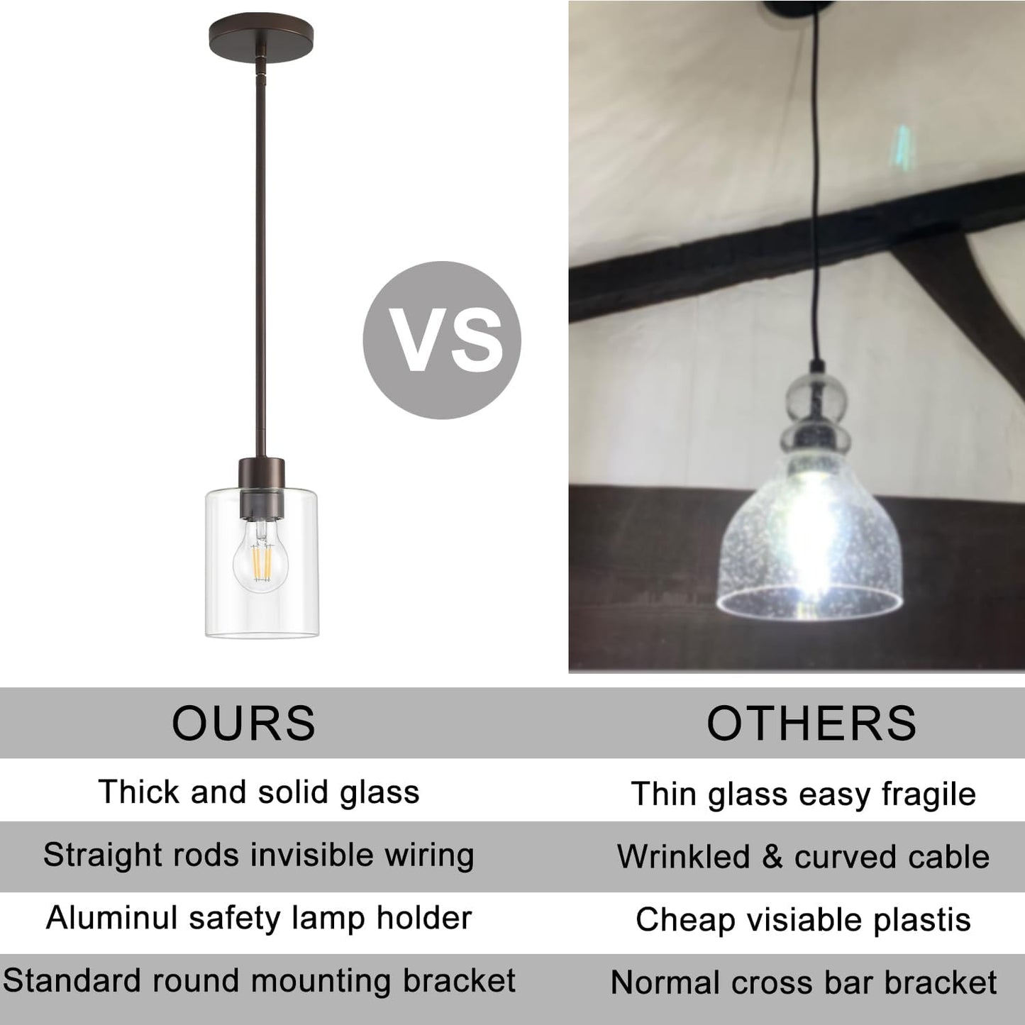 Oil Rubbed Bronze Pendant Lights Kitchen Island - Clear Glass Pendant Light Fixture Multiple Stems Rods 3 Units 12 Inch 3 Units 4 Inch (3 Pack Oil Rubbed Bronze Downrod)