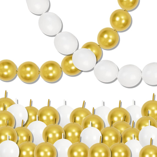 White and Gold Quick Link Balloons, 100PCS 6 Inch Small Baby Pink Linking Balloons for Making Balloon Wall Heart Arch Tails Balloon for Girls Wedding Birthday Baby Shower Engagement Party Decorations