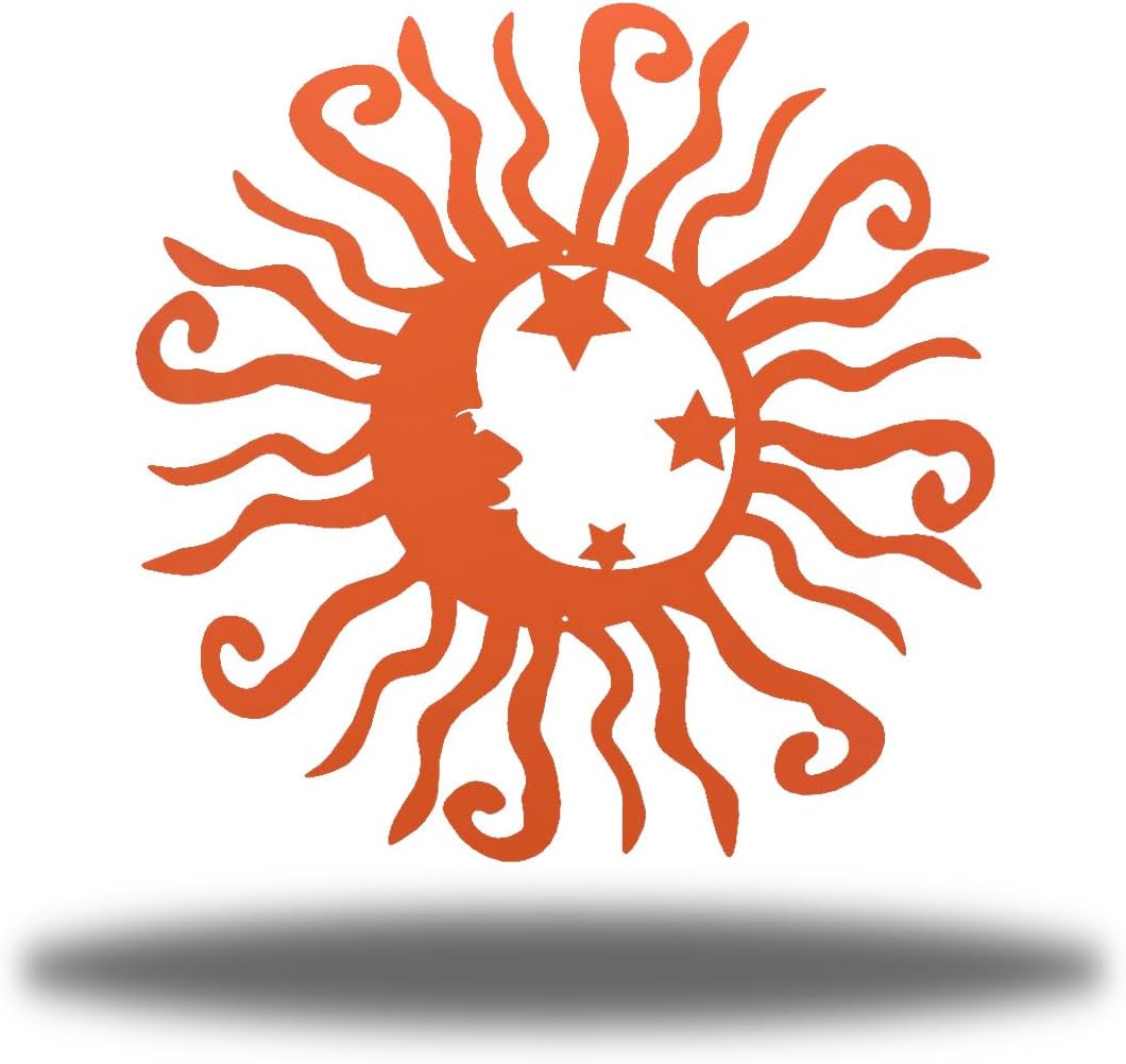 Riverside Designs Wacky Solar Moon Metal Wall Art Steel Outdoor Decor | Heavy-Duty and Waterproof | Made in USA (Coral, 24L x 24W)