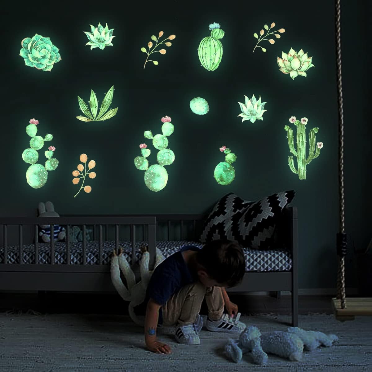 Luminous Window Wall Decals Switch Sticker Decoration Stickers for Home Office School Cactus