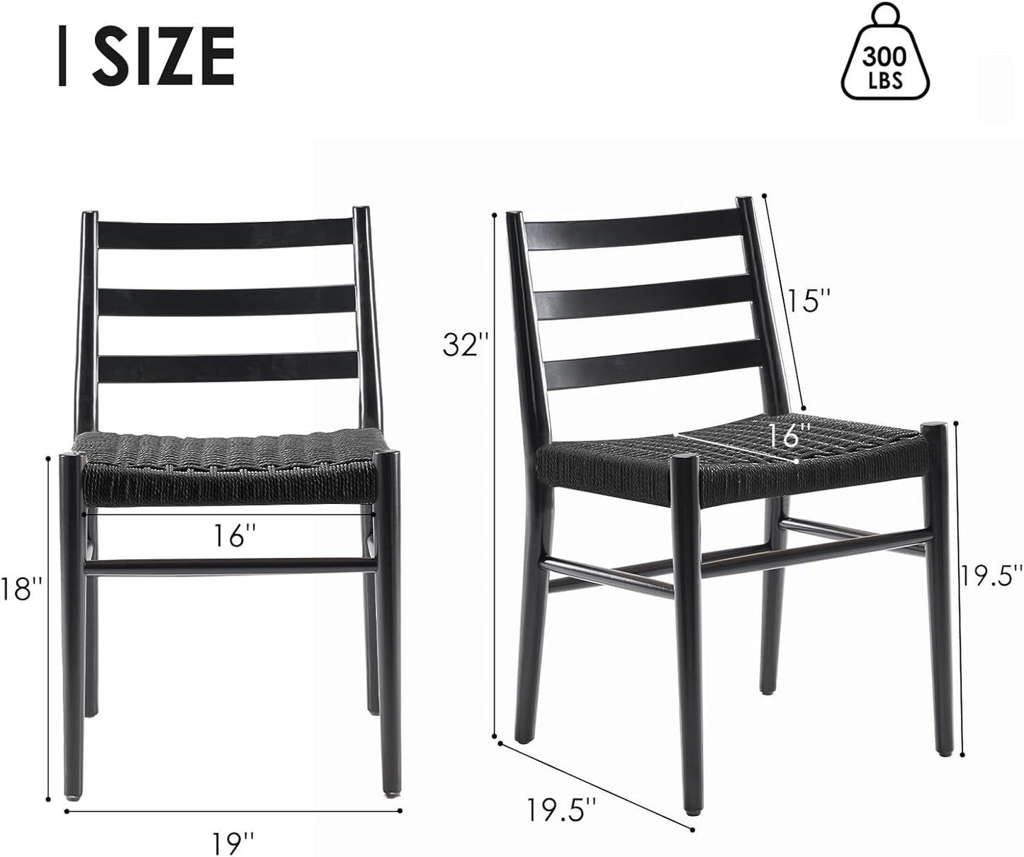 STARY Wood Rattan Dining Room Chairs with Comfortable Woven Seat,Fully-Assembled