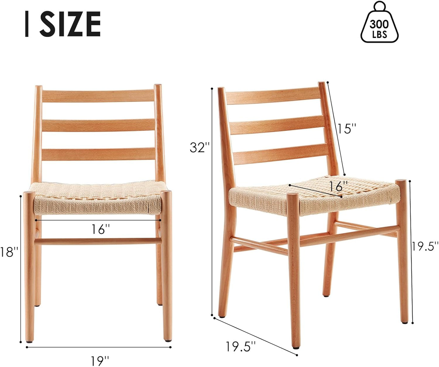 STARY Wood Rattan Dining Room Chairs with Comfortable Woven Seat,Fully-Assembled