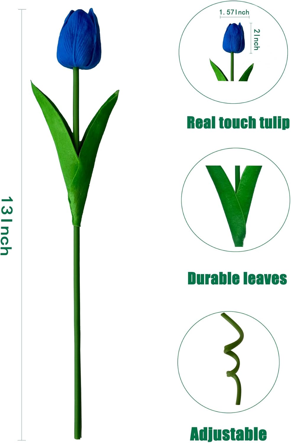 Artificial Tulips Flowers Long Stem Faux Tulips 15PCS Real Touch Fake Tulip for Vase Farmhouse Kitchen Spring & Wedding Home Decor