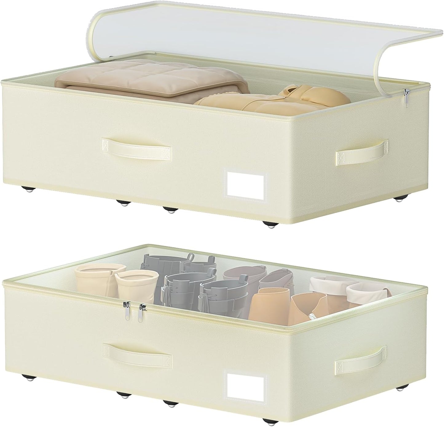 Under Bed Storage with Wheels, No Assemble Required 7.5 inches height Under Bed Storage bins,Large capacity Rolling Under bed Shoe Storage containers，dorm under bed storage drawers