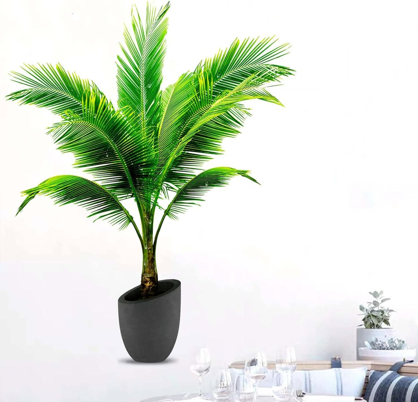 Coconut Palm Potted Plants Wall Stickers - Tropical Plants Tree Leaves Wall Decals - Bedroom Living Room Sofa TV Background Home Wall Decor