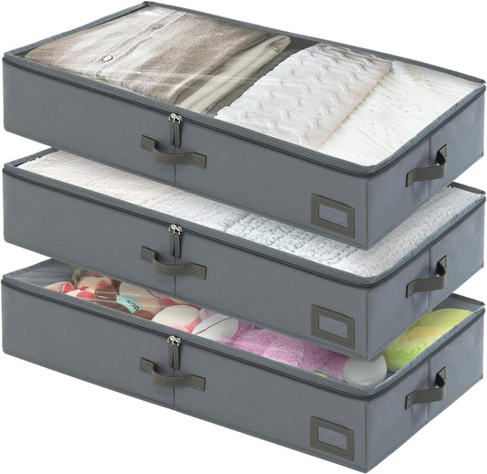 6-Inch Under Bed Organizer, Under Bed Storage Container, Under Crib/Couch Storage, Underbed Storage Box for Seasonal Clothing, Sweaters, Shoes, Blankets, Wrapping Paper & Toys 33" L×17" W×6" H