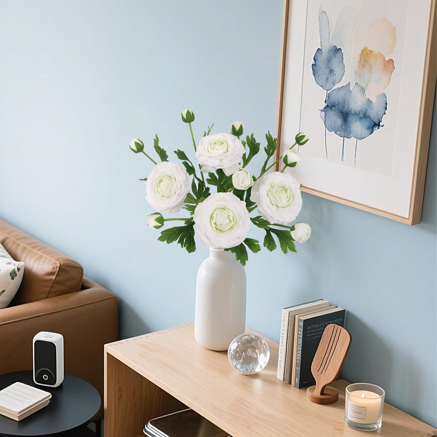 IPOPU 4PCS Real Touch White Ranunculus Artificial Flowers Faux Ranunculus Flowers for Vase Real Look Silk Peonies Fake Peony Flowers for Home Indoor Wedding Centerpieces for Table Decorations (White)