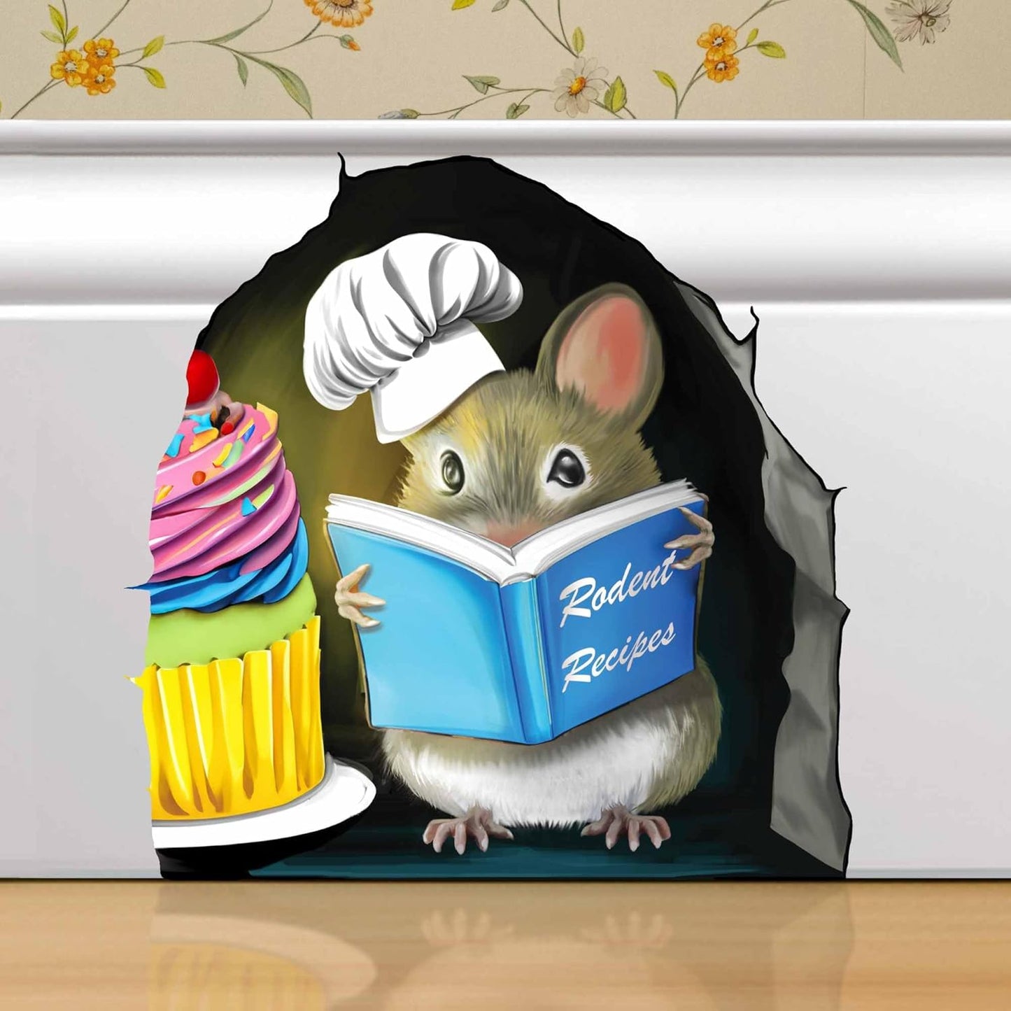Adorable Pastry Mouse Reading Book Wall Sticker Decal – Kids Room, Classroom, Home Decor, Bookcase, Book Lover Gift, Children's Bedroom, Nursery, Cute Mouse, MICESTERPIECE