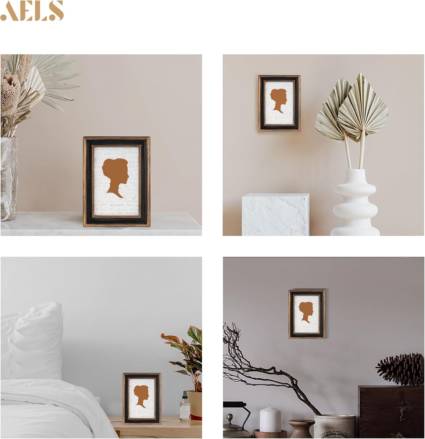 AELS 4x6 Inch Vintage Picture Frame, Elegant Luxury Antique Photo Frames with Glass Front, Photo Display, Tabletop Wall Hanging, Gift Ideas, Pearl Pattern