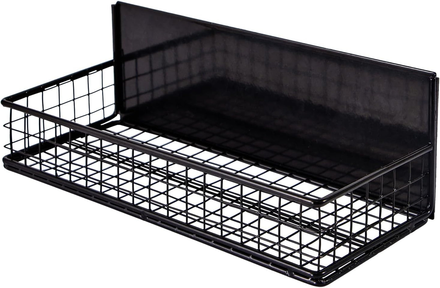 Magnetic Basket, Magnetic Shelf for Fridge, Magnetic Spice Rack for Refrigerator Magnetic Locker Organizer Holder for Office Kitchen Classroom Storage, Black-Low, 9.44" x 4" x 1.77"