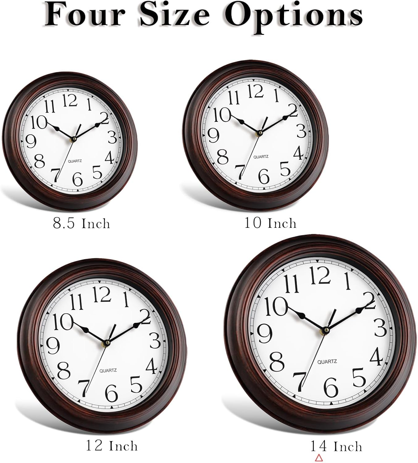 14 Inch Wall Clocks Battery Operated Silent Non-Ticking Wall Clock Vintage Retro Rustic Style Decorative for Living Room Kitchen Farmhouse (Bronze)