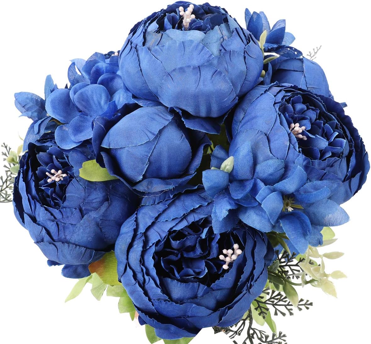 Duovlo Artificial Peony Silk Flowers Fake Flowers Vintage Wedding Home Decoration,Pack of 1 (Navy)