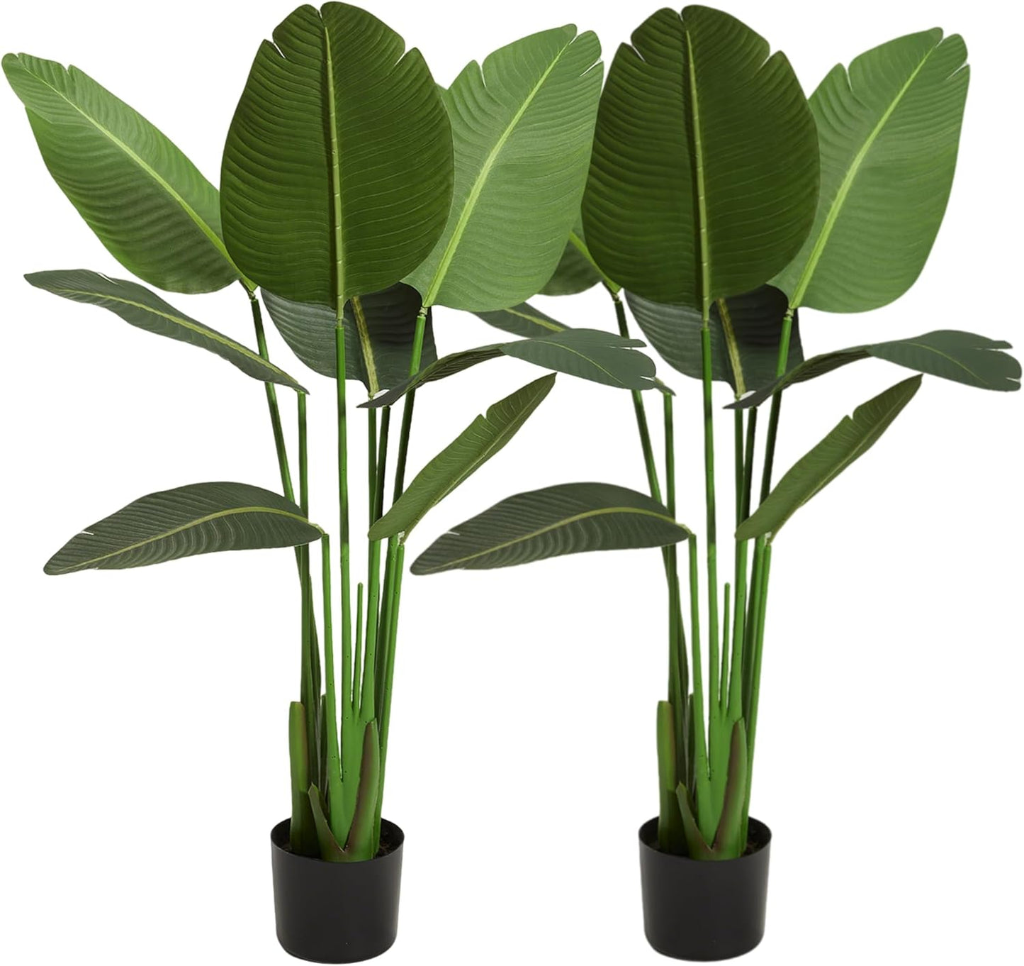 Worth Garden Artificial Bird of Paradise Plant 3.8ft, Set of 2 Faux Tropical Trees for Living Room and Office Décor, 45in Realistic Greenery for Indoor and Outdoor Spaces
