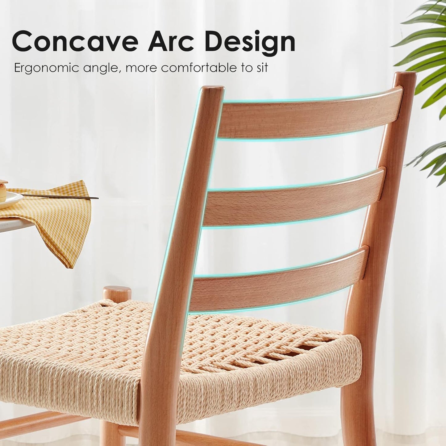 STARY Wood Rattan Dining Room Chairs with Comfortable Woven Seat,Fully-Assembled