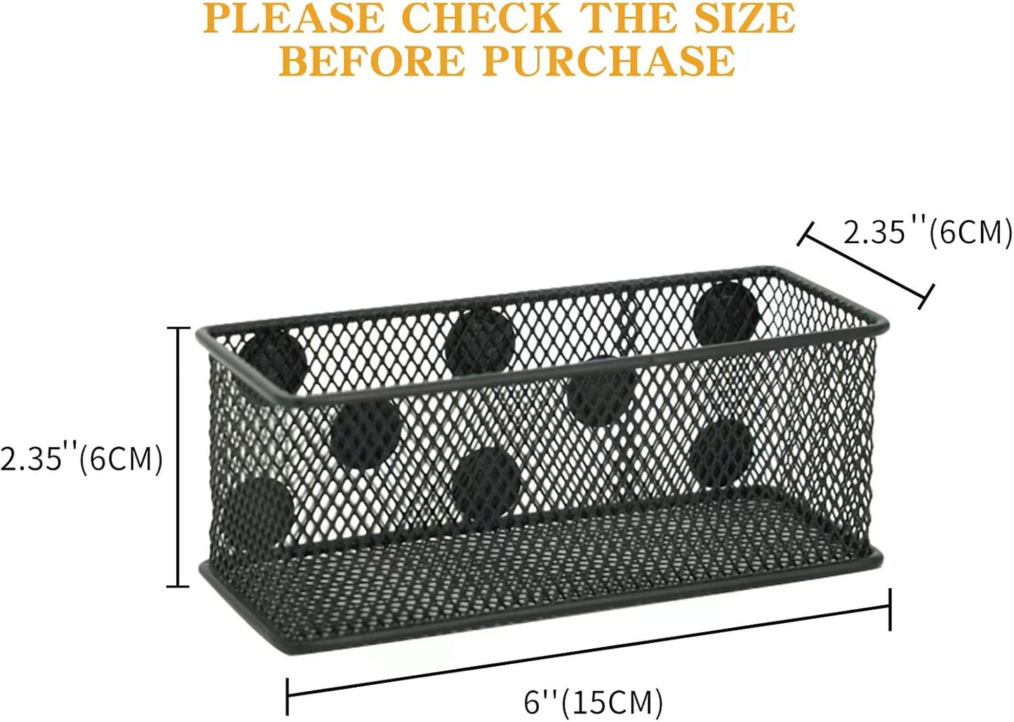 Neudeco Magnetic Locker Organizer and Accessories，Wire Mesh Magnetic Storage Basket ,Magnetic Holder for Dry Erase Markers,Strong Magnet Pen Holder for Fridge School,Pack 3 (Black)