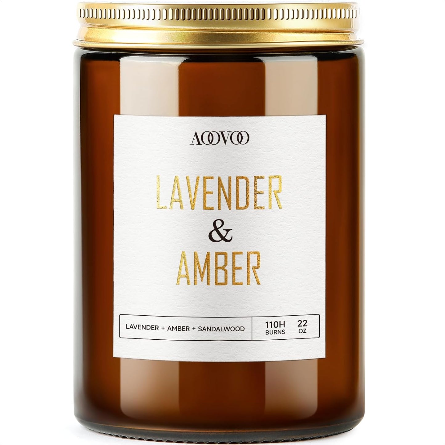 AOOVOO Lavender Amber Candles - 22 oz Scented Candles, Aromatherapy Candle, Soy Candle for Home Scented