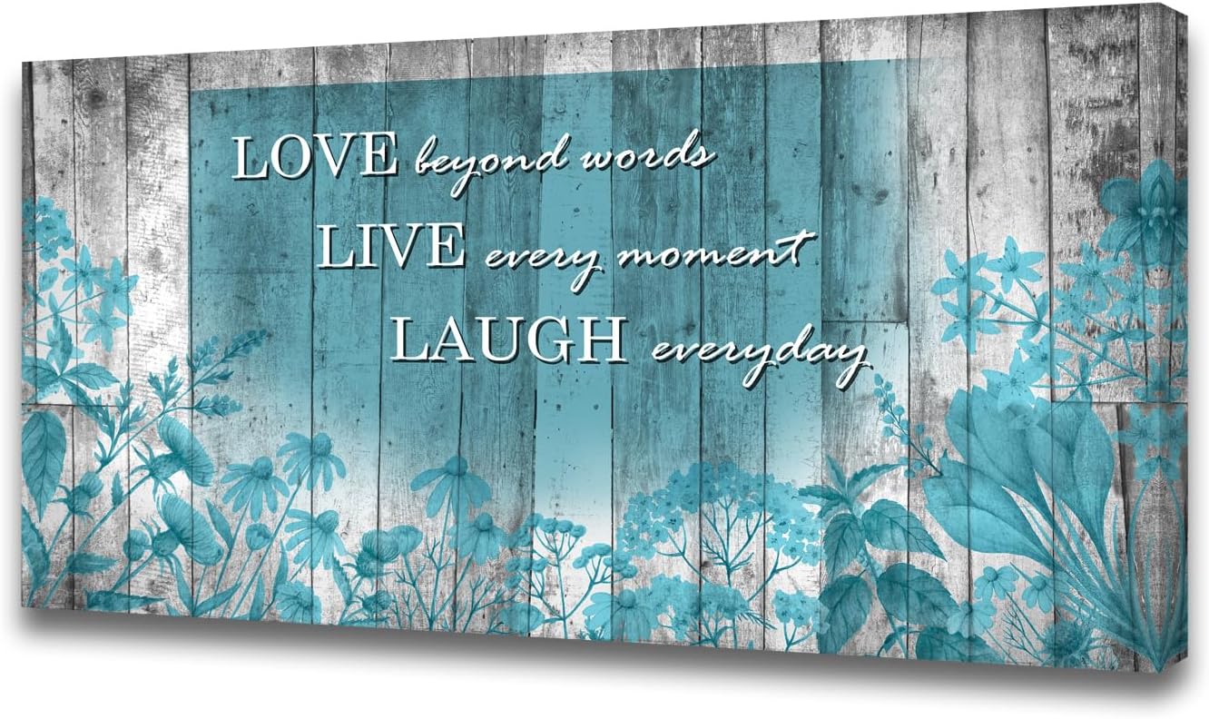 Cao Gen Decor Art S07050 Wall Art Motivational Quotes Canvas Prints 1 Panels Teal Flowers Abstract Pictures Paintings Stretched and Framed for Living Room Bedroom Kicthen Office Artwork