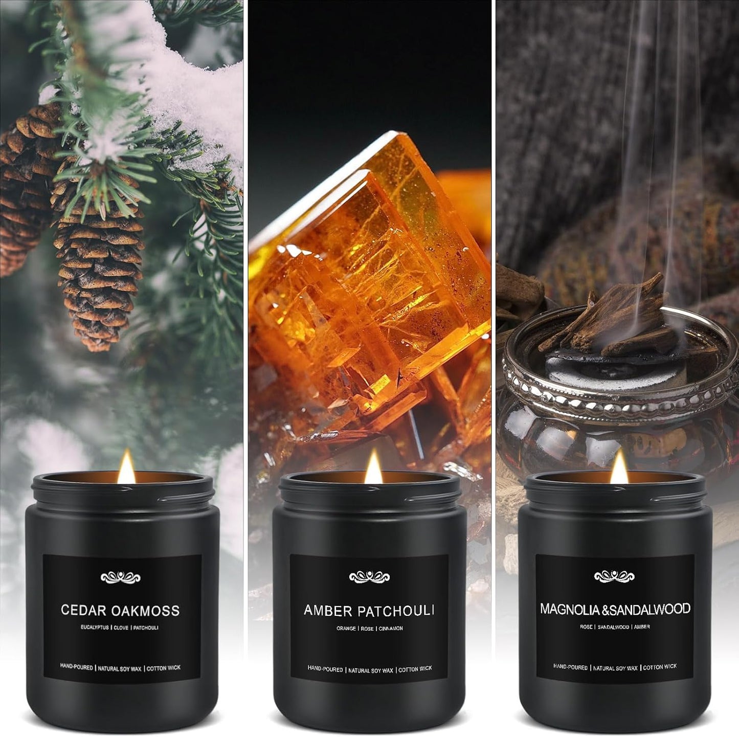 JXDLSQ 6 Pack Candles for Home Scented Aromatherapy Candles Gifts Set for Men, Men Candle Set, 42 oz 300 Hour Long Lasting Candles, Gifts for Mens, Birthday, Anniversary Present