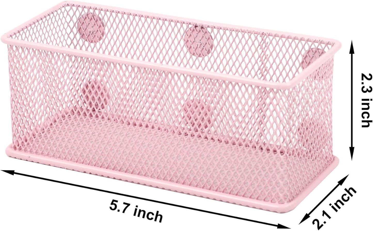 EASEPRES Magnetic Pencil Holder Set of 6 - Wire Mesh Storage Baskets Organizer with Strong Magnets - Perfect for Whiteboard, Refrigerator and Locker Accessories, Pink