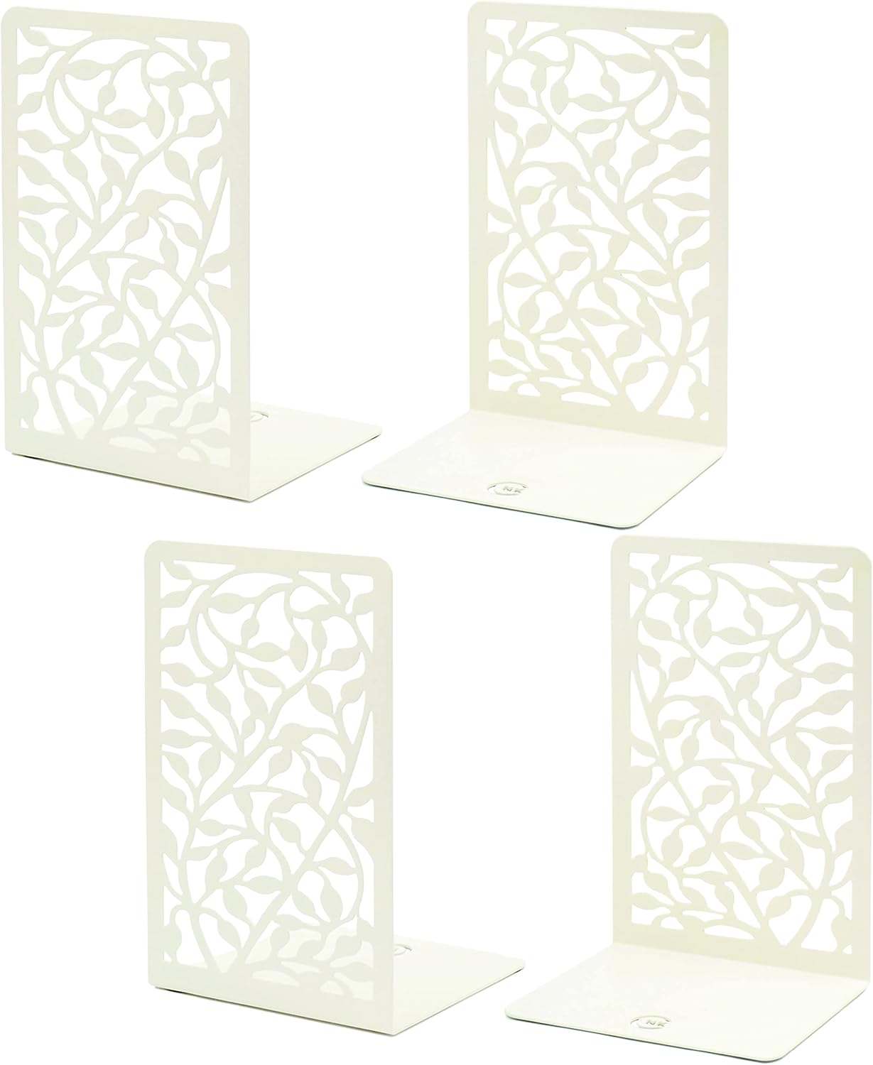 CNK Book Ends Bookends for Decorative Books Holder Bookend Shelves End Hold Heavy Duty Holders Stoppers Metal Stopper Cute Boho Bookshelf Holds Cookbook Office Home Set of 4 Bookends Pair White