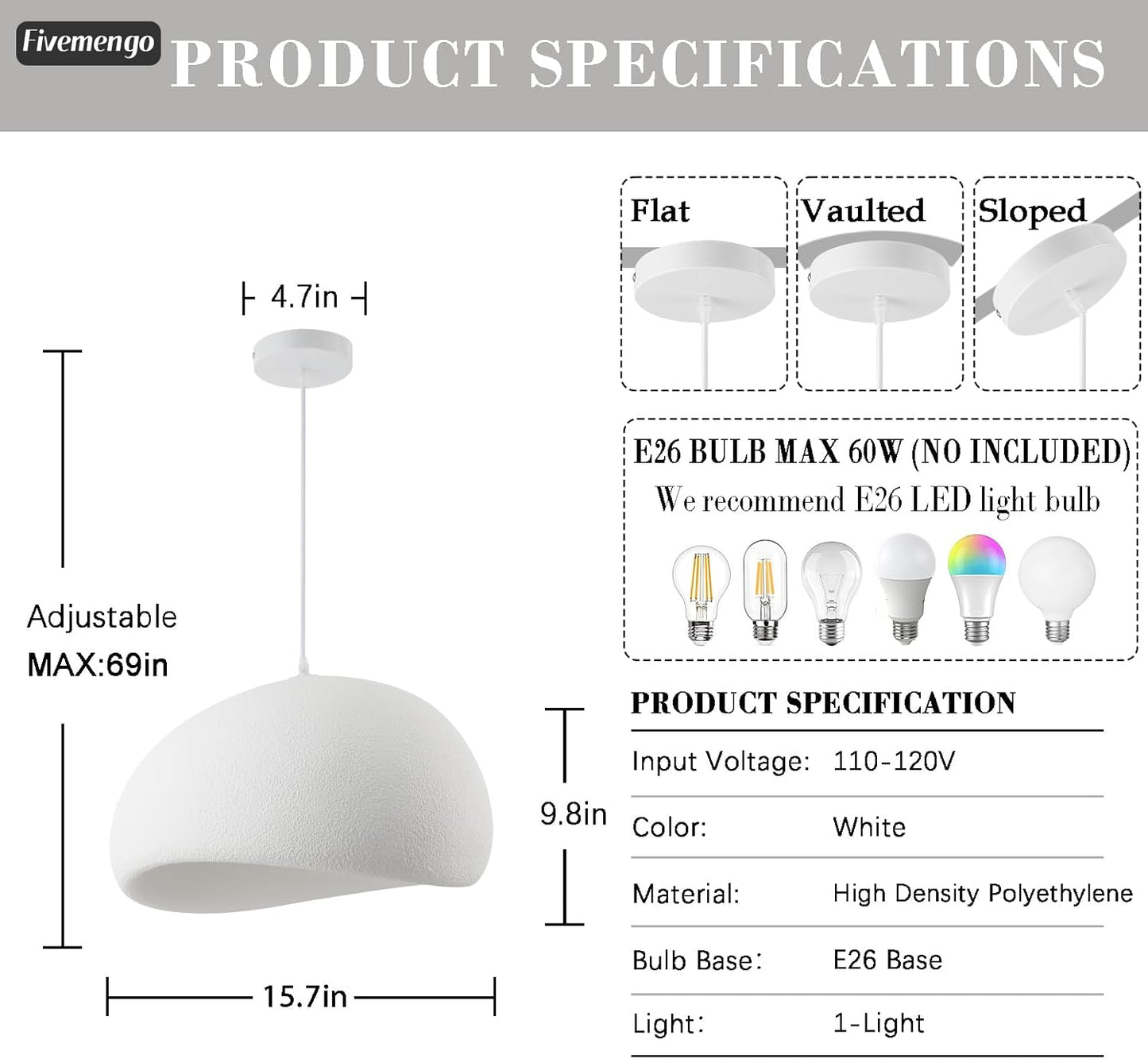 15.7in Wabi Sabi Pendant Lights Kitchen Island Lighting Fixture Ceiling Mount White Modern Japanese Lamp Japandi Chandelier for Dining Living Room Hallway Bedroom Restaurant Hanging Lamp