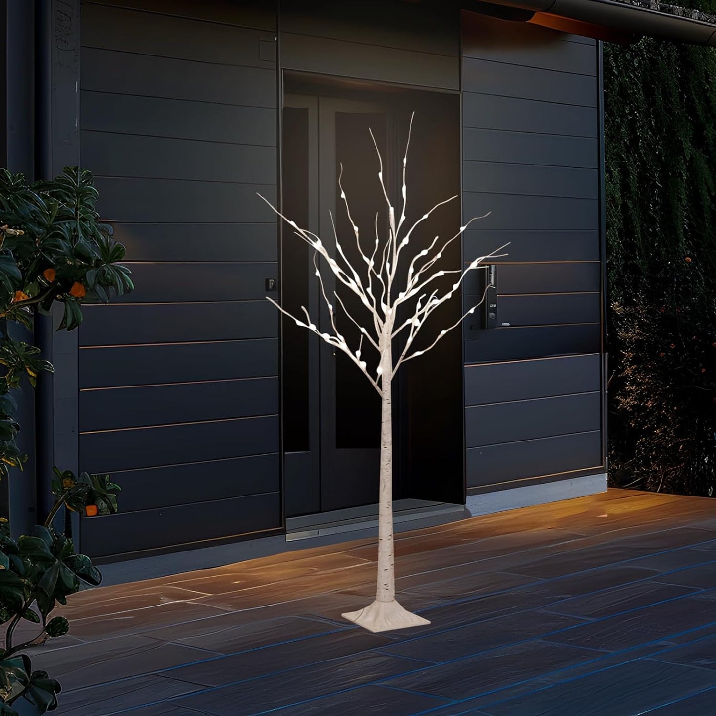 LED Birch Tree Lights, 4ft Trees with Warm White Lights, Outdoor Indoor Christmas Wedding Party Decor