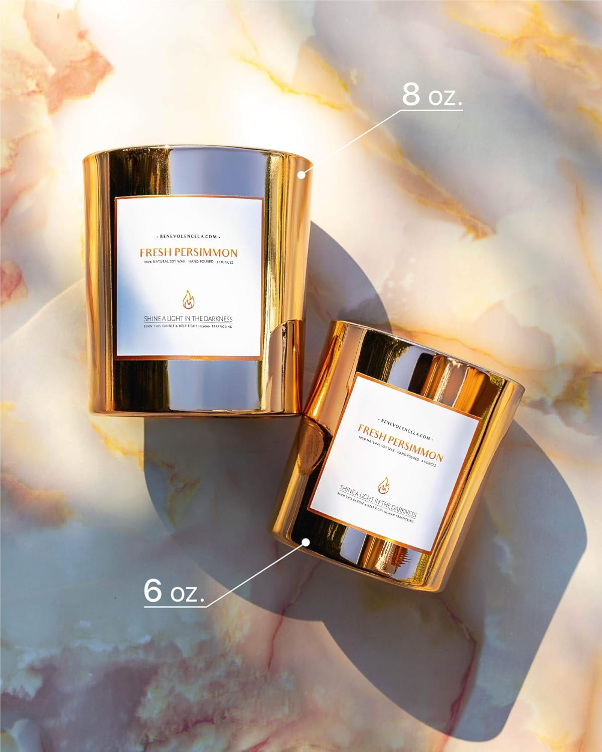 Benevolence LA Fresh Persimmon Wood Wick Candles | Soy Scented Candles for Home | Gifts for Women and Men | Home Fragrance | Aromatherapy | Shelf Decor, Bathroom Freshener | 8oz, 45 Hour Burn