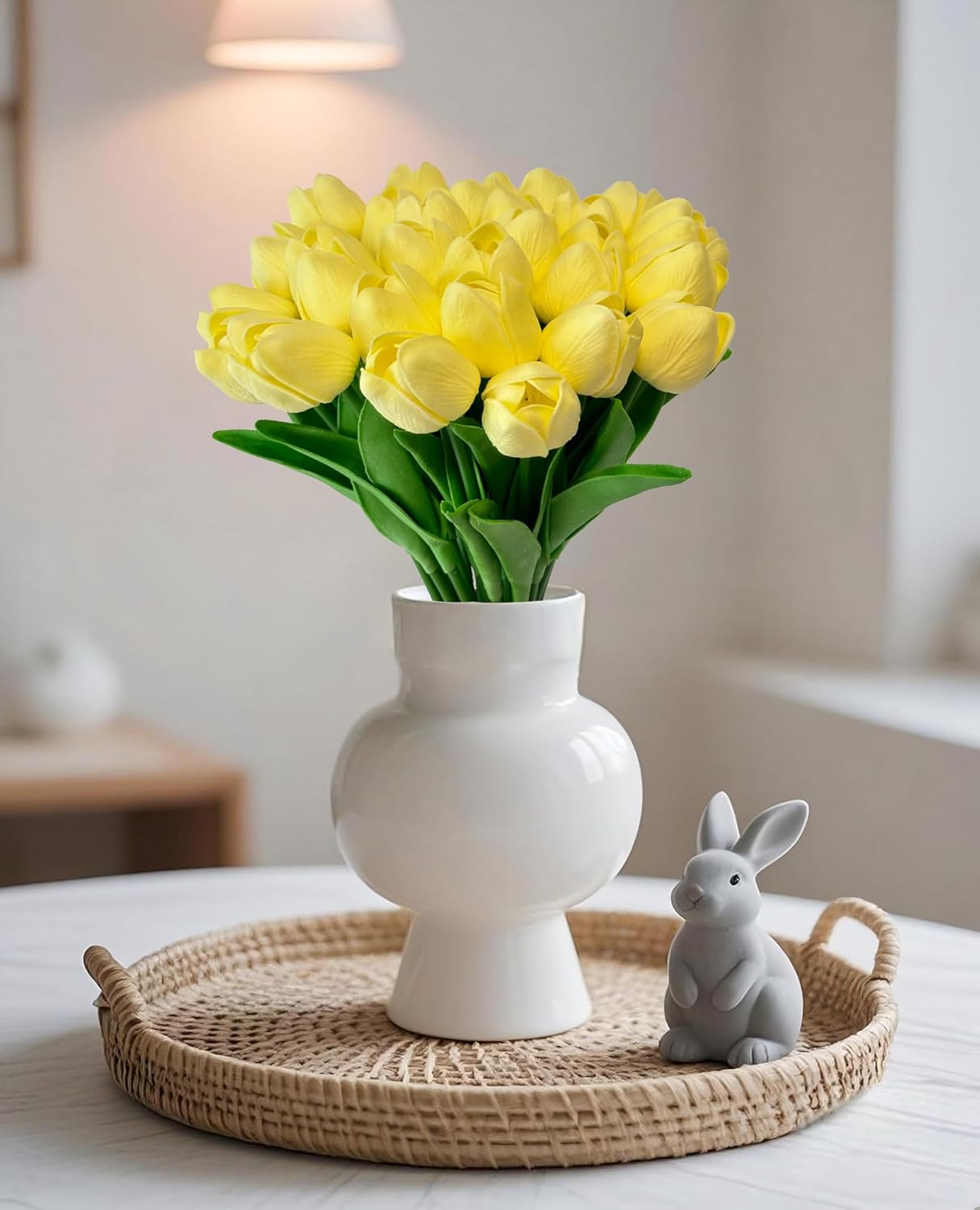 15pcs Artificial Tulips Flowers Real Touch Latex Bouquet Fake Tulips for Office Wedding Party Home Kitchen Garden Decoration