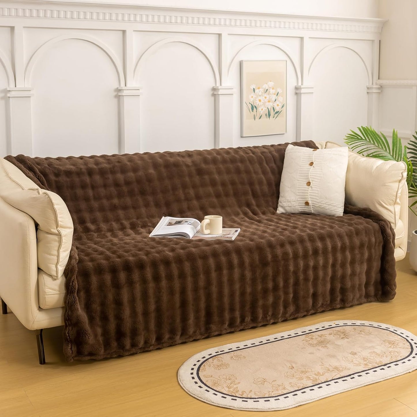 YUSOKI Luxury 3D Bubble Throw Blanket 3.1lb,All Ages,Home Decoration, (Brown,60 * 80inches)