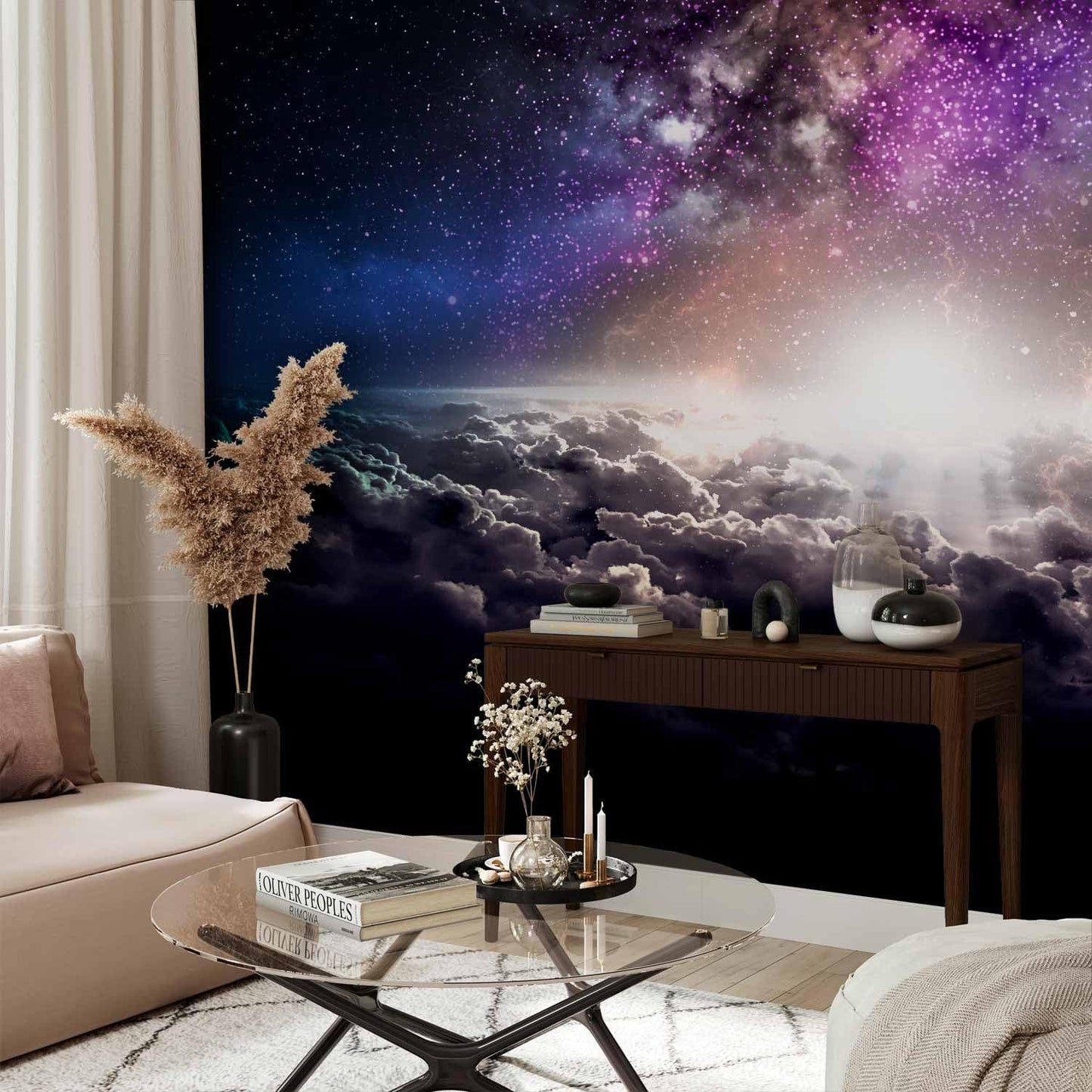 artgeist Premium Wall Mural Galaxy 138x101 in - Non-Woven Wallpaper Fleece Wall Decor Photo Print Picture Image Design Home Mural Cosmos Sky Star Cloud Purple i-A-10009-a-a